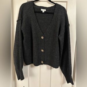 Top Shop Crop Grey Cardigan w/ Buttons Size 12